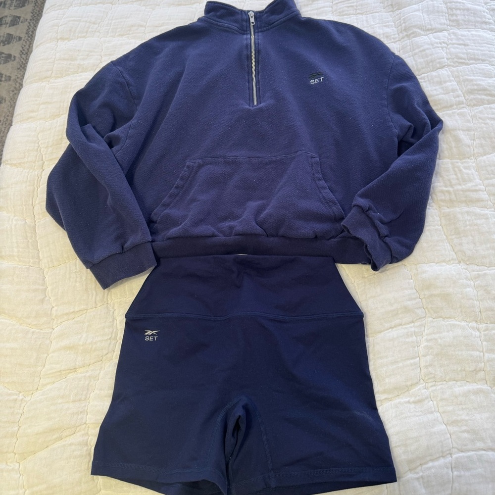 Set x Reebok collab 1/4 zip and bike shorts